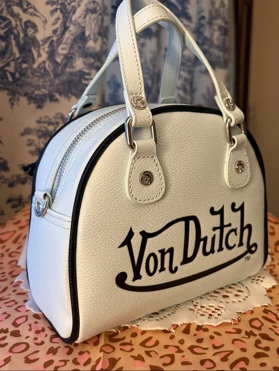Von Dutch light blue Mini Satchel with Black Eyewing Graphic - Picture 6 of 13
